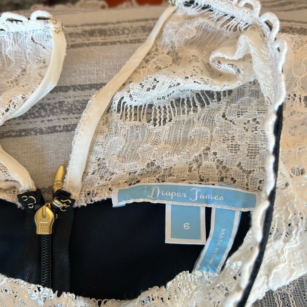 Draper James Black Dress with Cream Lace Detail - Picture 3 of 5